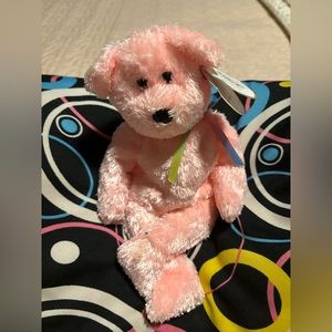 Ty Beanie Baby SHERBET the Pink Teddy Bear 2001 Rainbow Color Hologram Tag